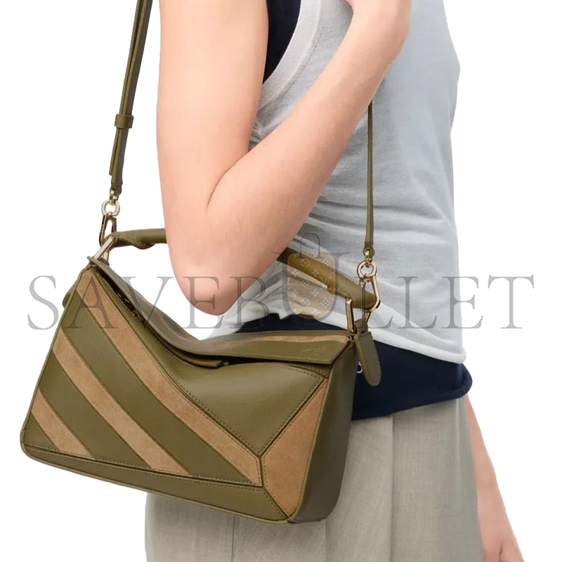 L0ew* SMALL PUZZLE BAG IN CLASSIC CALFSKIN AND SUEDE A510S21XCE (24.5*16.5*10.5cm)